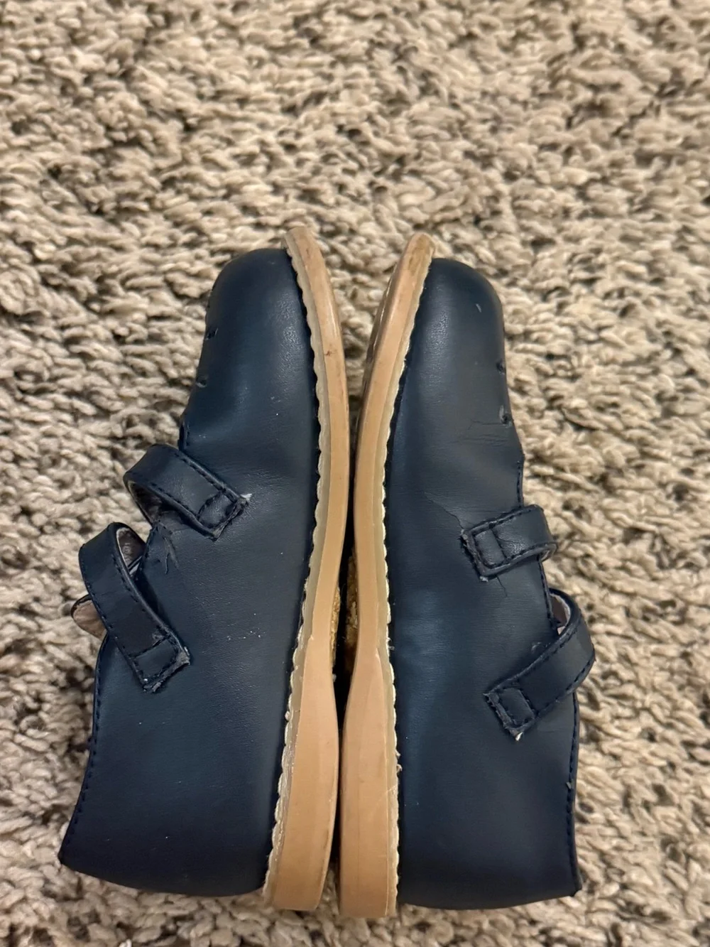 Willits Navy Blue Genuine Leather Girls Classic Double-Strap Dress Shoes EUC